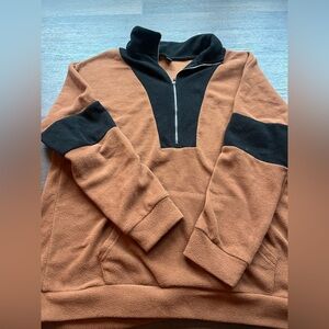 Women’s  Brown and Black Quarter-Zip Sweater